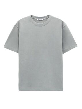 Zara Men Short Sleeve Crewneck T-Shirt in Light Grey